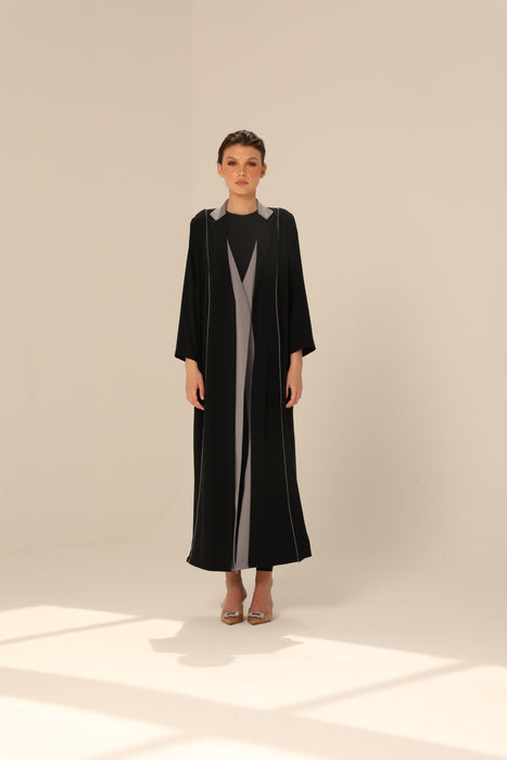 Stylish Work Black & Grey Abaya