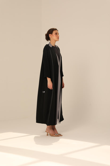 Stylish Work Black & Grey Abaya