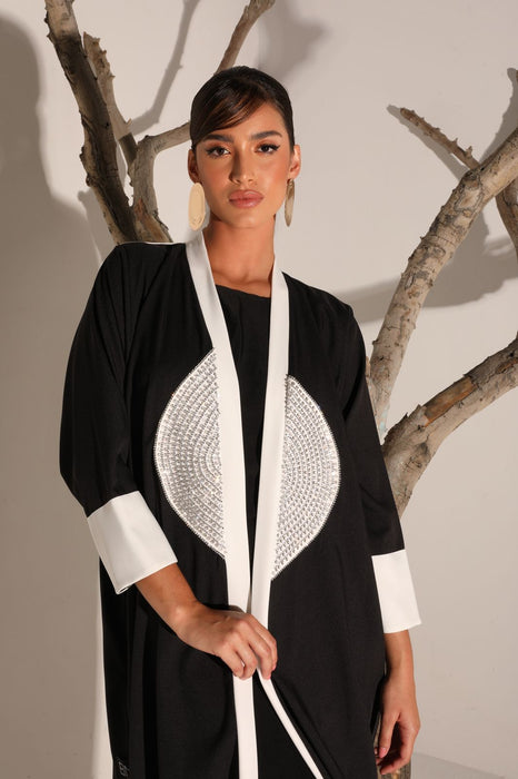 Monochrome Moonflower Abaya