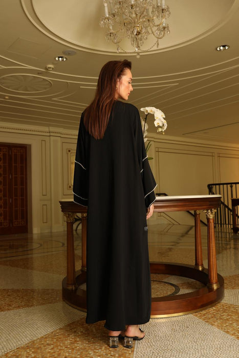 Pearl Embellished Abaya in Crepe