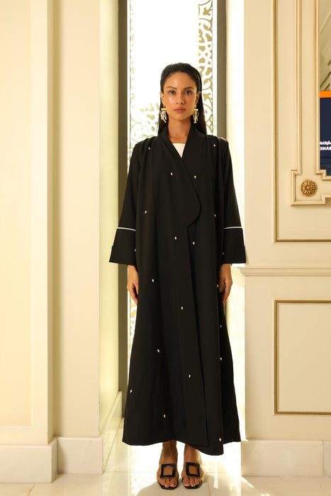 Pearl Coat Abaya in Crepe