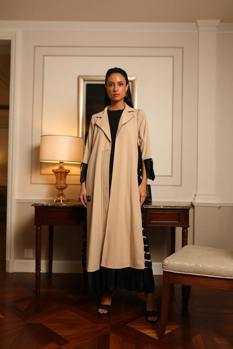 Daily Beige Coat Abaya in Crepe