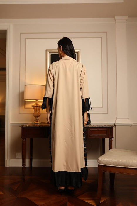 Daily Beige Coat Abaya in Crepe