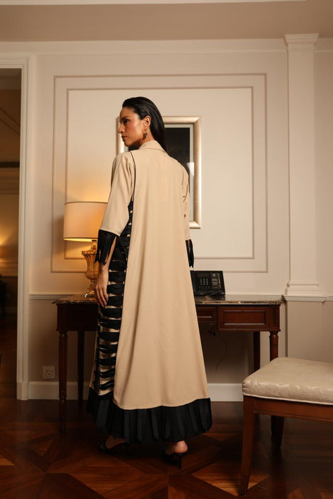 Daily Beige Coat Abaya in Crepe