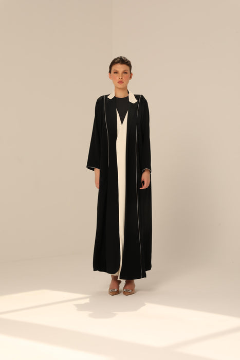 Stylish Work Black & White Abaya