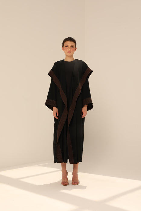 Contrast-Stitch Formal Abaya