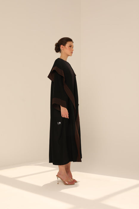 Contrast-Stitch Formal Abaya