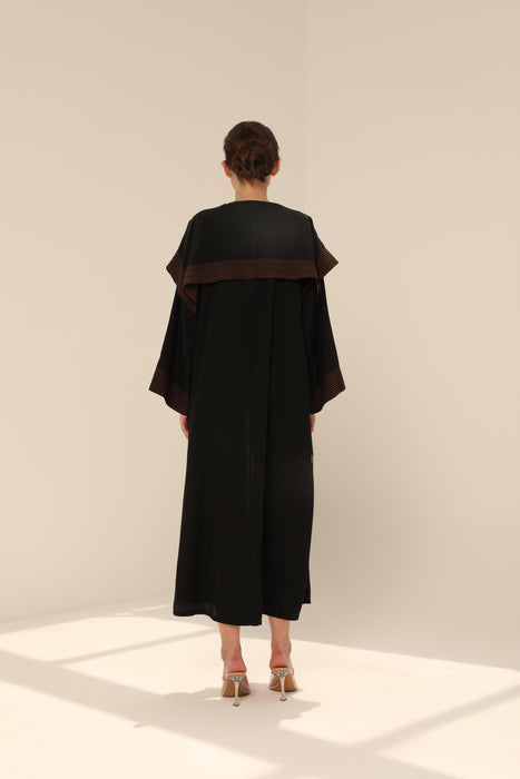 Contrast-Stitch Formal Abaya