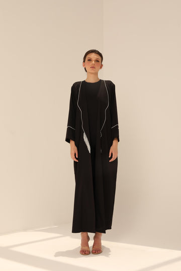 Pearl Coat Abaya in Crepe