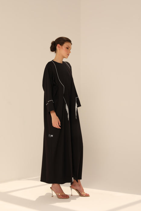 Pearl Coat Abaya in Crepe