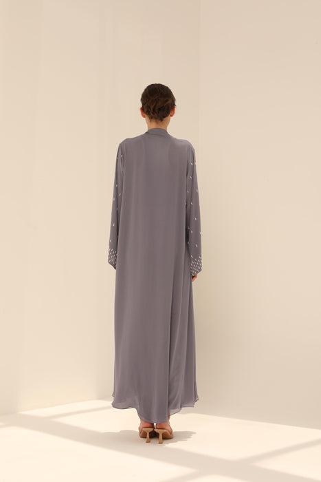 Pearl Embellished Abaya in Set