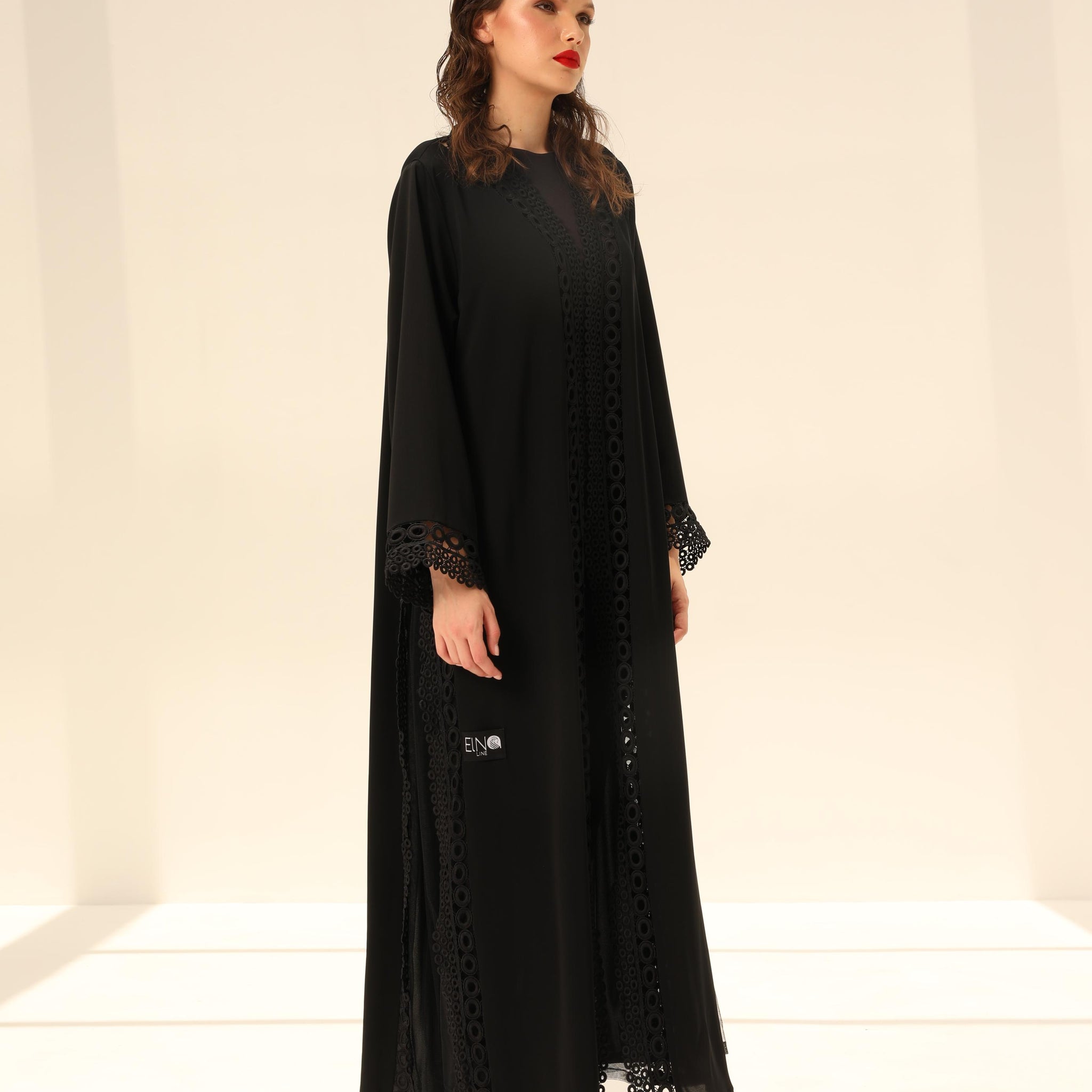 Lace Trimmed Abaya Set