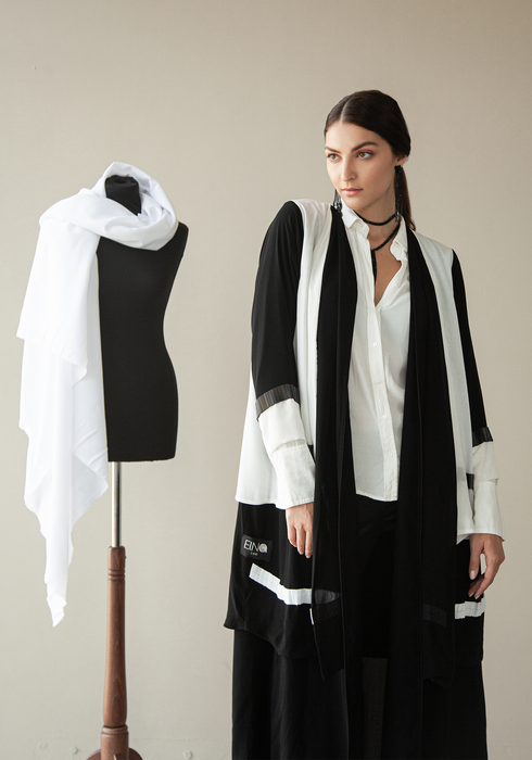 Monochrome Embellished Layer Abaya