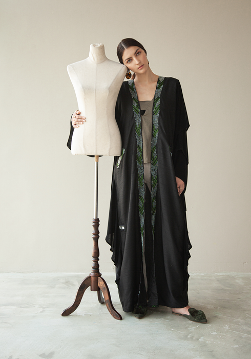 Green Embroidery Abaya with Pocket