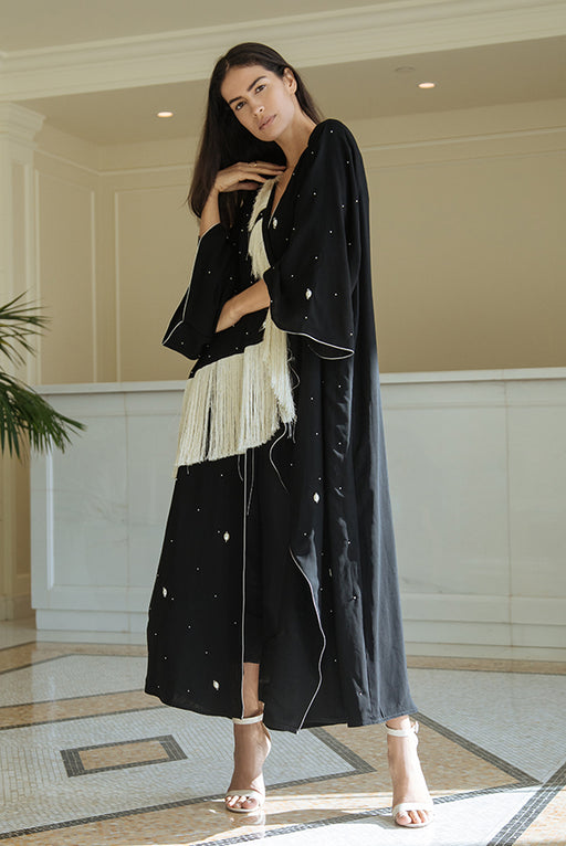 Fringed Pearl-Embellished Abaya Elna Line Fringed Pearl-Embellished Abaya ELNA LINE Abaya abaya.