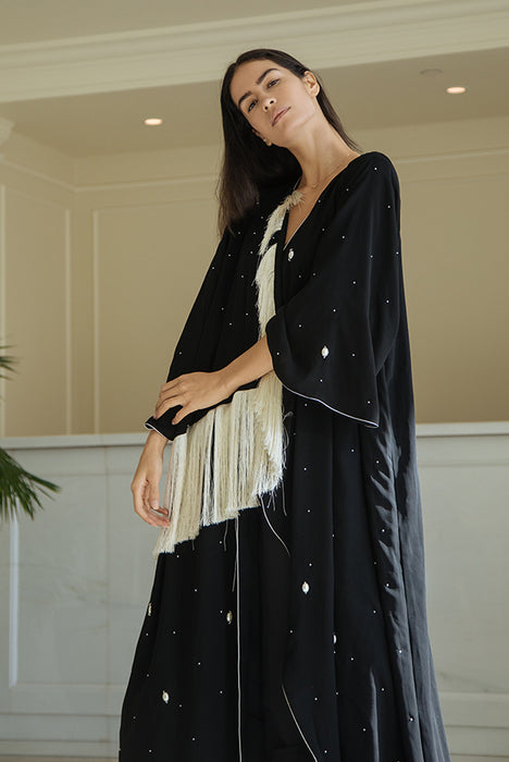 Fringed Pearl-Embellished Abaya Elna Line Fringed Pearl-Embellished Abaya ELNA LINE Abaya abaya.