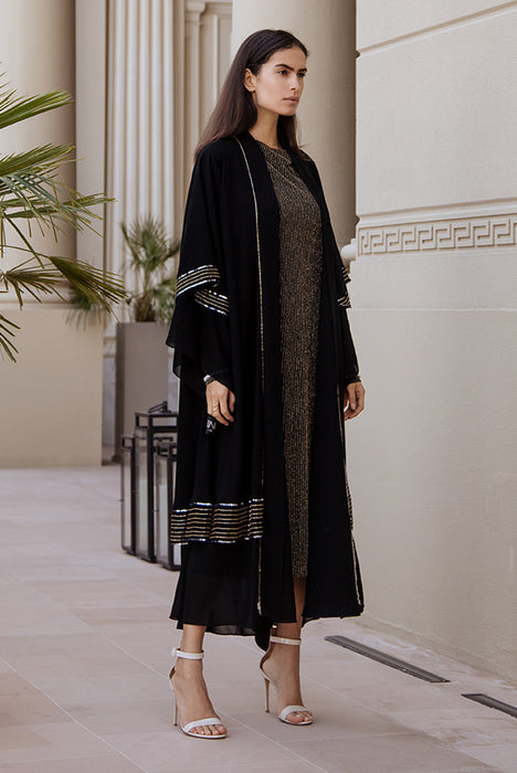 Embellished Layered Abaya