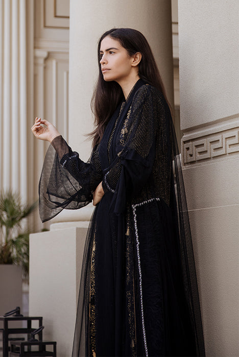 Black Golden Beading Abaya