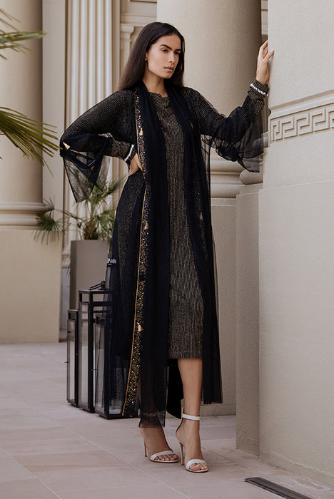 Black Golden Beading Abaya