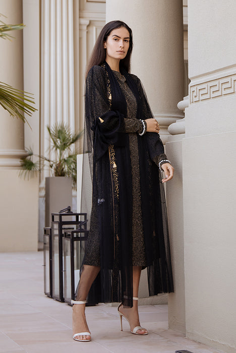 Black Golden Beading Abaya