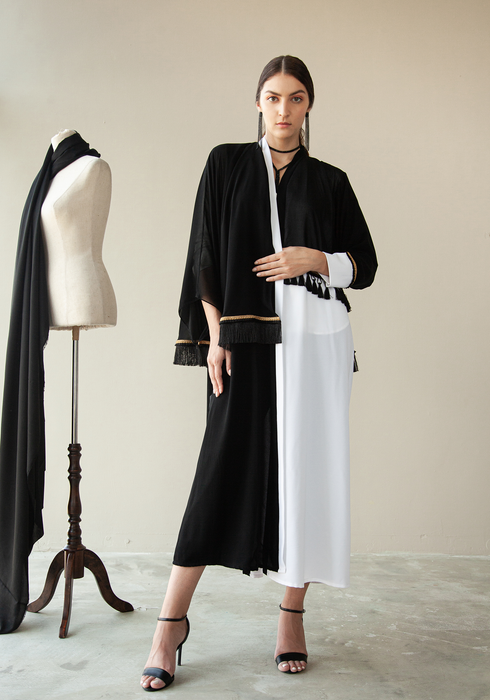 Contrast Tassel Abaya