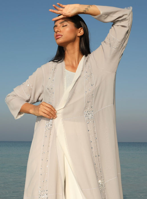 ELLE EMBROIDERED DOUBLE CHIFFON ABAYA