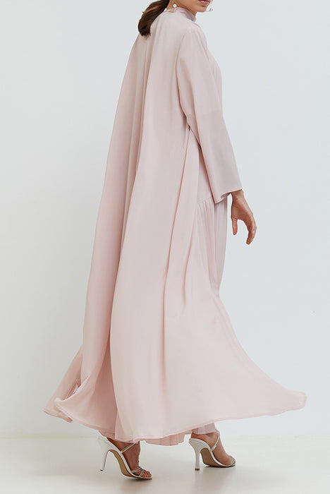 Blush Crepe Pleated Abaya