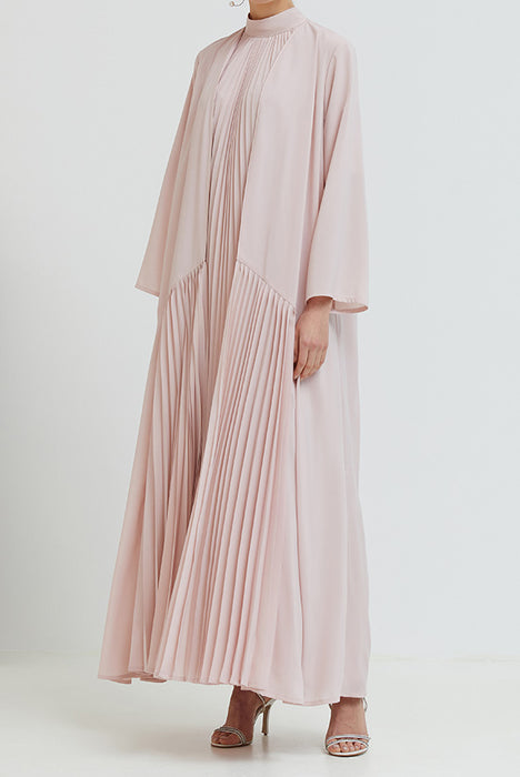 Blush Crepe Pleated Abaya