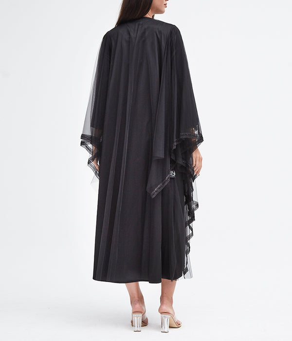 ASYMMETRIC TULLE ABAYA