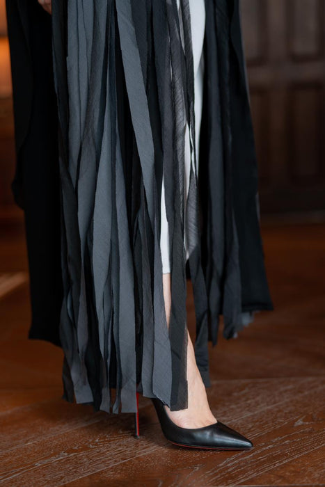 Colour Block Fringe Abaya