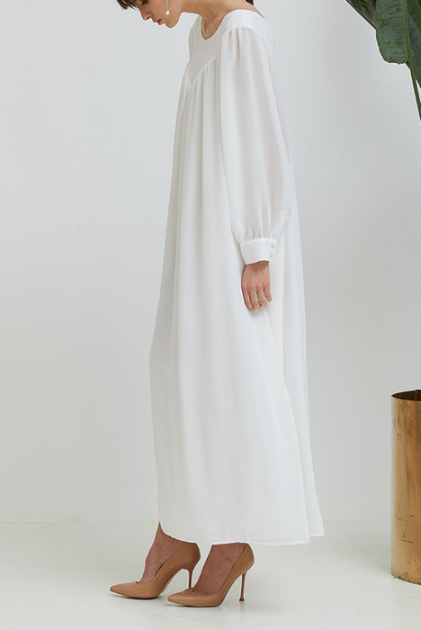 White Double Chiffon Maxi Dress